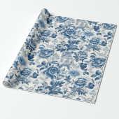 Chinoiserie Blue White Peonings Blumendekoupage Geschenkpapier (Ungerollt)