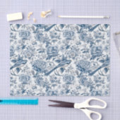 Chinoiserie Blue White Peony Floral Bird Dekoupage Seidenpapier (Handwerk)