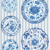 Chinoiserie Blue White Plates All Occasion Geschenkpapier