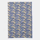 Chinoiserie Blue White Tan Rabbit Bunny Pattern Geschirrtuch (Vertikal)
