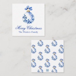 Chinoiserie Blue & White Weihnachtsgeschenk Mitteilungskarte