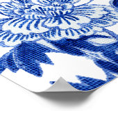 Chinoiserie Blue White Welcome Bird Foliage Bridal Poster (Ecke)