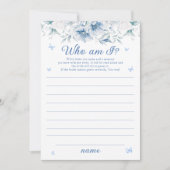 Chinoiserie Blue White Who Bin I Brautparty Game Einladung (Vorderseite)