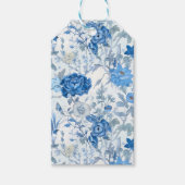 Chinoiserie Blue Wild Blume Geschenk-Tag Geschenkanhänger (Vorderseite)