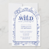 Chinoiserie Blue Wild & Onederful 1. Geburtstag Einladung (Vorderseite)