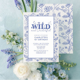 Chinoiserie Blue Wild & Onederful 1. Geburtstag Einladung