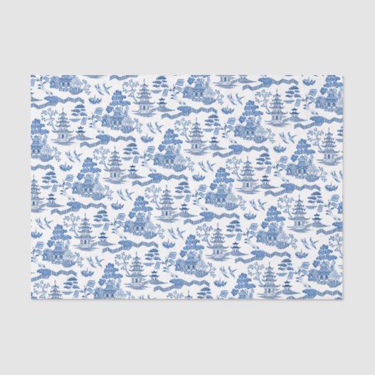 Chinoiserie Blue Willow Decoupage Tissue Paper Seidenpapier (Vorderseite)
