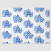 Chinoiserie Blue Willow Pagoda Seidenpapier (Vorderseite)