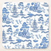 Chinoiserie Blue Willow pattern Rechteckiger Pappuntersetzer (Vorderseite)