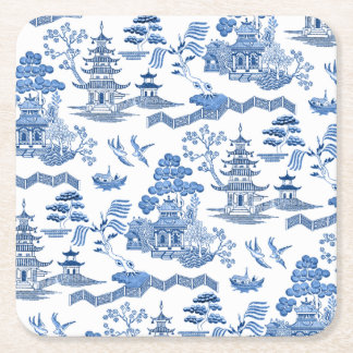 Chinoiserie Blue Willow pattern  Rechteckiger Pappuntersetzer