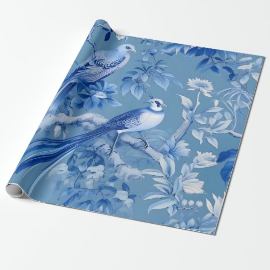 Chinoiserie Blue Wrapping Paper Geschenkpapier (Ungerollt)