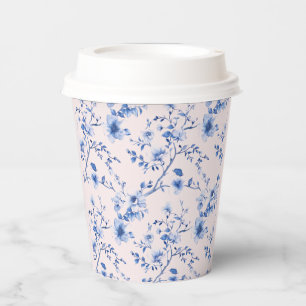 Chinoiserie-Blume in Blau und Rosa Pappbecher