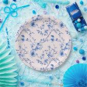 Chinoiserie-Blume in Blau und Rosa Pappteller (Party)