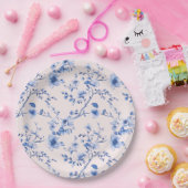 Chinoiserie-Blume in Blau und Rosa Pappteller (Party)