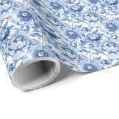 Chinoiserie Blume Muster Geschenkpapier (Rolleneckpunkt)