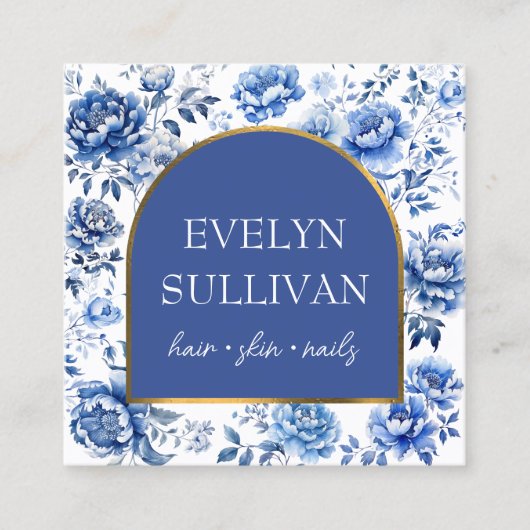 Chinoiserie-Blume Quadratische Visitenkarte (Vorderseite)
