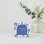 Chinoiserie-Blume Quadratische Visitenkarte (Stehend Vorderseite)