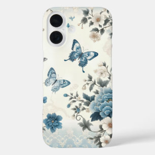 Chinoiserie Blume und Schmetterlinge iPhone 16 Hülle