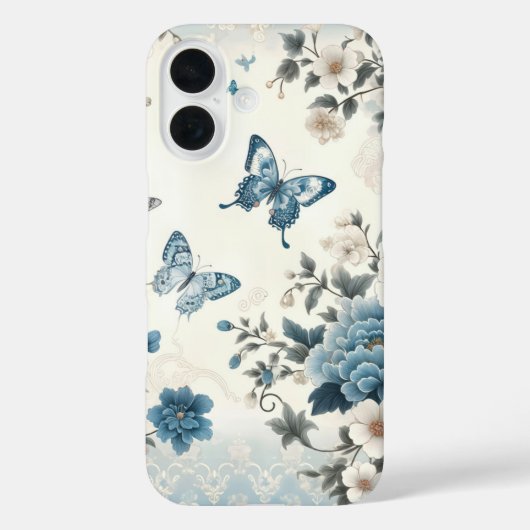 Chinoiserie Blume und Schmetterlinge Case-Mate iPhone Hülle (Rückseite)