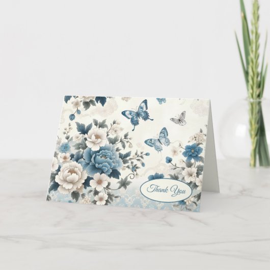 Chinoiserie Blume und Schmetterlinge Vielen Dank Karte (Vorderseite)