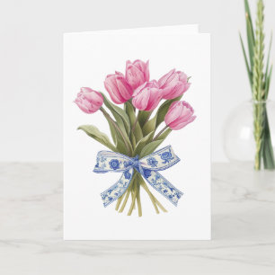 Chinoiserie Blumen Florales Bouquet Leere Grußkart Karte
