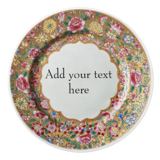 Chinoiserie-Blumen Gold Keramik Stil Personalisier Keramikknauf