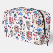 Chinoiserie-Blumen-Monogramm-Kosmetik-Make-up  Waschbeutel (Rechte Ecke)