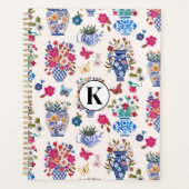 Chinoiserie-Blumen-Monogramm Planer (Vorderseite)