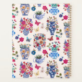 Chinoiserie-Blumen-Monogramm Planer (Rückseite)