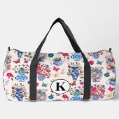 Chinoiserie-Blumen-Monogramm-Wochenendreise-Tasche Duffle Bag (Vorderseite)