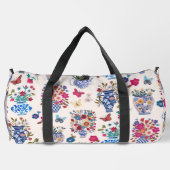 Chinoiserie-Blumen-Monogramm-Wochenendreise-Tasche Duffle Bag (Rückseite)