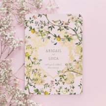 Chinoiserie-Blumen-Vögel-Hochzeit-Folie-Einladung