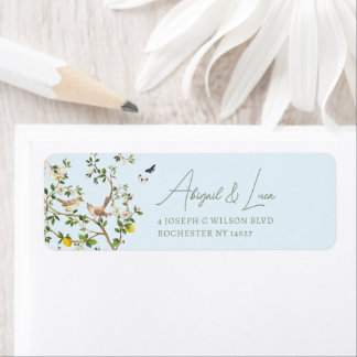 Chinoiserie-Blumen-Vogel-Hochzeitseinladungsadress