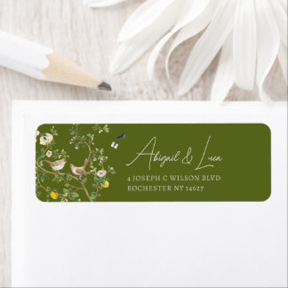 Chinoiserie-Blumen-Vogel-Hochzeitseinladungsadress