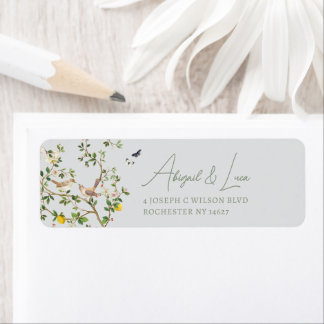 Chinoiserie-Blumen-Vogel-Hochzeitseinladungsadress