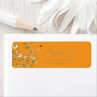 Chinoiserie-Blumen-Vogel-Hochzeitseinladungsadress