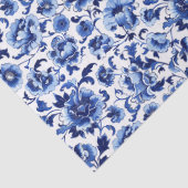 Chinoiserie Blumenblau Weißes Muster Dekoupage Seidenpapier (Detail)