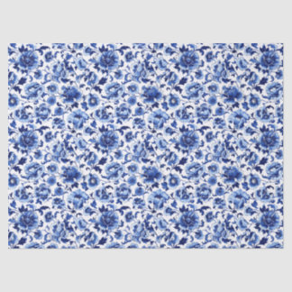 Chinoiserie Blumenblau Weißes Muster Dekoupage Seidenpapier