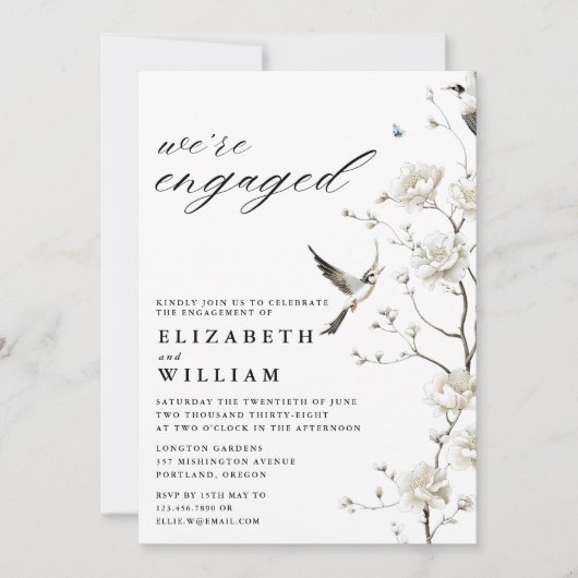 Chinoiserie Blumengarten Foto Einladung (Vorderseite)