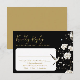Chinoiserie Blumengarten Hochzeit RSVP Karte