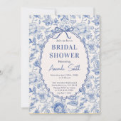 Chinoiserie Blumengarten mit Bogen-Brautparty Einladung (Vorderseite)