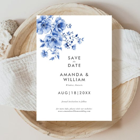 Chinoiserie Blumenkohl Save the Date Karte