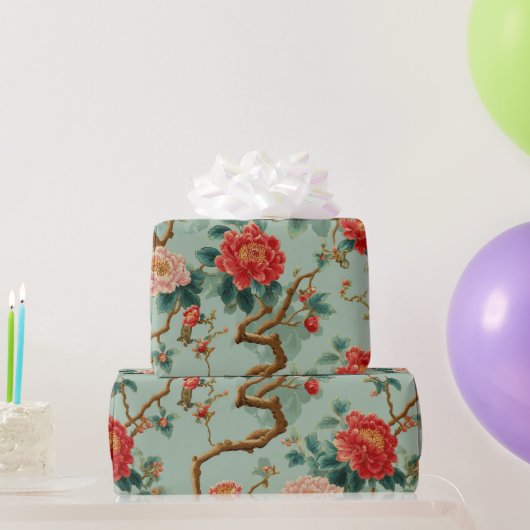 Chinoiserie Blumenmuster Geschenkpapier (Partygeschenke)
