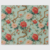 Chinoiserie Blumenmuster Geschenkpapier (Flach)