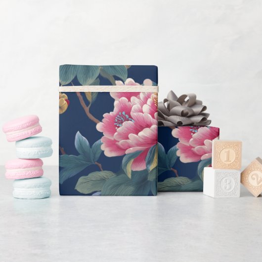 Chinoiserie-Blumenmuster Geschenkpapier (Babyparty)