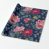 Chinoiserie-Blumenmuster Geschenkpapier (Ungerollt)
