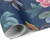 Chinoiserie-Blumenmuster Geschenkpapier (Rolleneckpunkt)