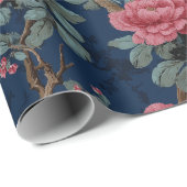Chinoiserie-Blumenmuster Geschenkpapier (Rolleneckpunkt)