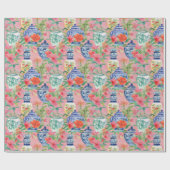 Chinoiserie Blumenmuster Papier Geschenkpapier (Flach)