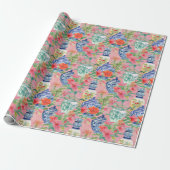 Chinoiserie Blumenmuster Papier Geschenkpapier (Ungerollt)